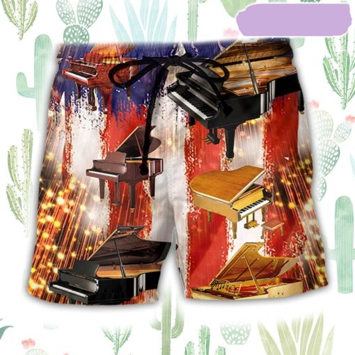 Piano Independence Day Beach Short, Gift for Holiday Summer