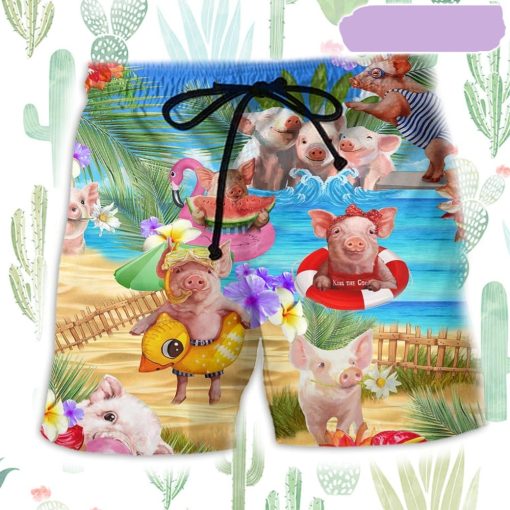 Pig Animals Piggy Chilling By The Beach Beach Short, Gift for Holiday Summer