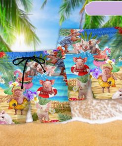 Pig Animals Piggy Chilling By The Beach Summer Beach Short, Gift for Holiday Summer