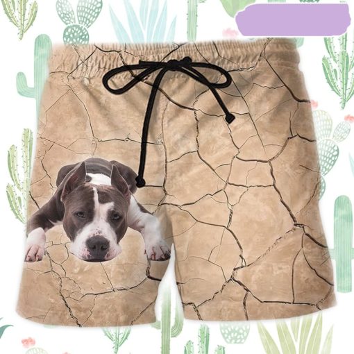 Pitbull On The Ground Beach Short, Gift for Holiday Summer