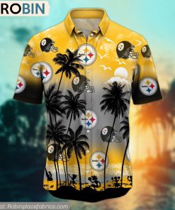 Pittsburgh Steelers Aloha Palm Tree Hawaiian Shirt