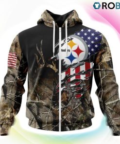 Pittsburgh Steelers Hunting Camo US Flag Style 3D Hoodie, Steelers Merch