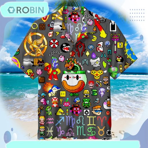 Pixel Sprite Montage Hawaiian Shirt
