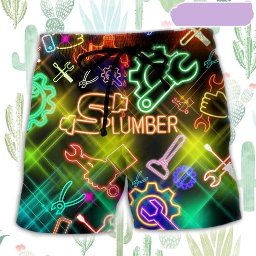 Plumber Amazing Neon Stunning Beach Short, Gift for Holiday Summer