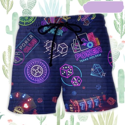 Poker Neon It’s Poker Time Beach Short, Gift for Holiday Summer