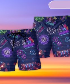 Poker Neon It’s Poker Time Beach Short, Gift for Holiday Summer