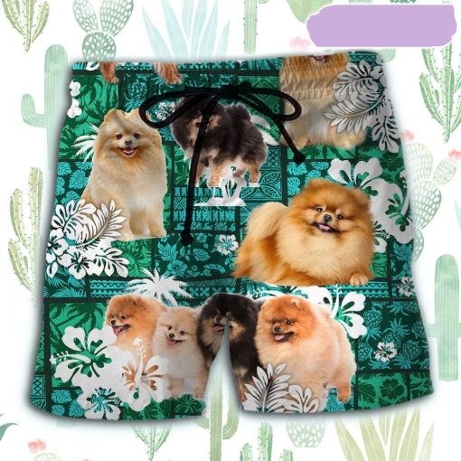 Pomeranian Tropical Dog Lover Beach Short, Gift for Holiday Summer