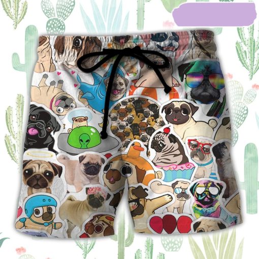 Pug Dog Lovely Lover Beach Short, Gift for Holiday Summer