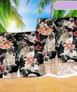 Pug Tropical Style Dark Beach Short, Gift for Holiday Summer