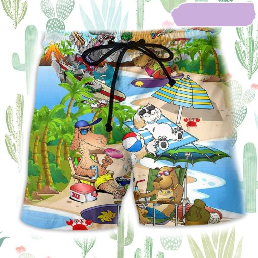 Puppy Funny Love Beaches Summer Beach Short, Gift for Holiday Summer