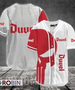Red Skull Duvel Beer Baseball Jersey Shirt Style