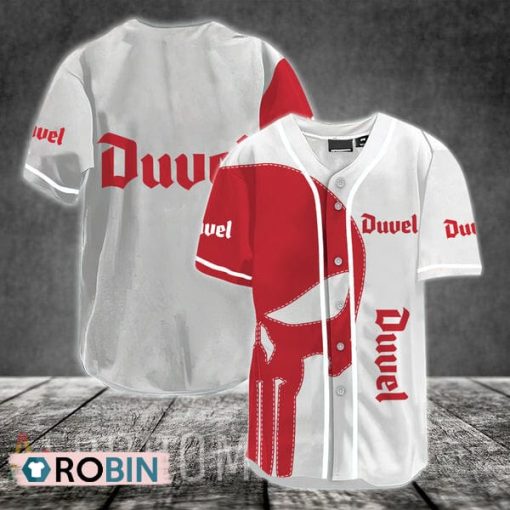 Red Skull Duvel Beer Baseball Jersey Shirt Style