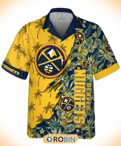 Retro NBA Denver Nuggets Tropical Flowers Hawaiian Button Shirt