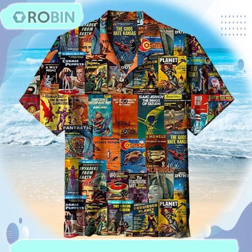 Retro Science Fiction Collage Hawaiian Shirt
