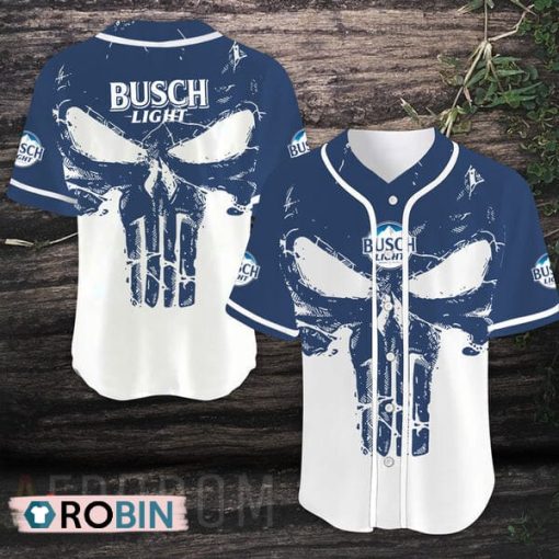 Retro Skull Busch Light Baseball Jersey Shirt Style