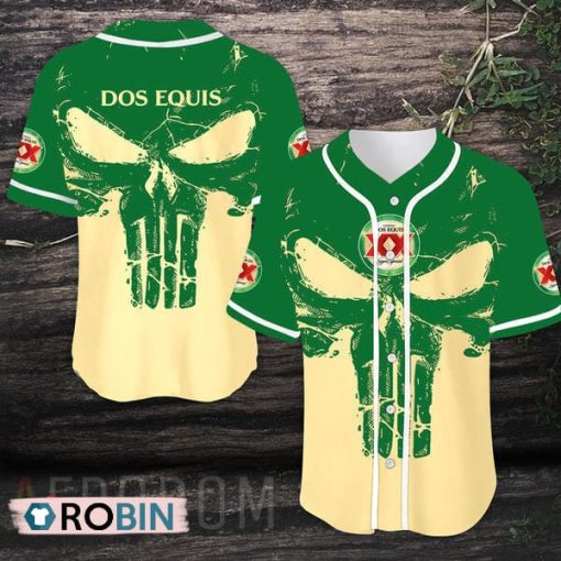 Retro Skull Dos Equis Baseball Jersey Shirt Style