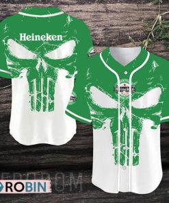 Retro White Skull Heineken Beer Baseball Jersey Shirt Style