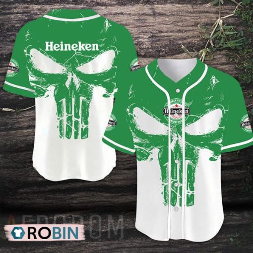Retro White Skull Heineken Beer Baseball Jersey Shirt Style