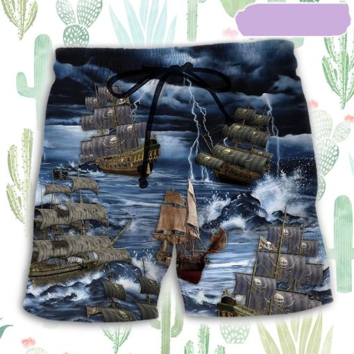 Sailing And Storm Thunder Beach Short, Gift for Holiday Summer
