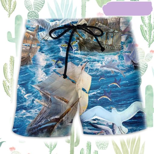 Sailing Far Flying High Beach Short, Gift for Holiday Summer