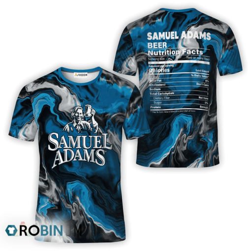 Samuel Adams Blue Abstract Liquid Marble T-Shirt