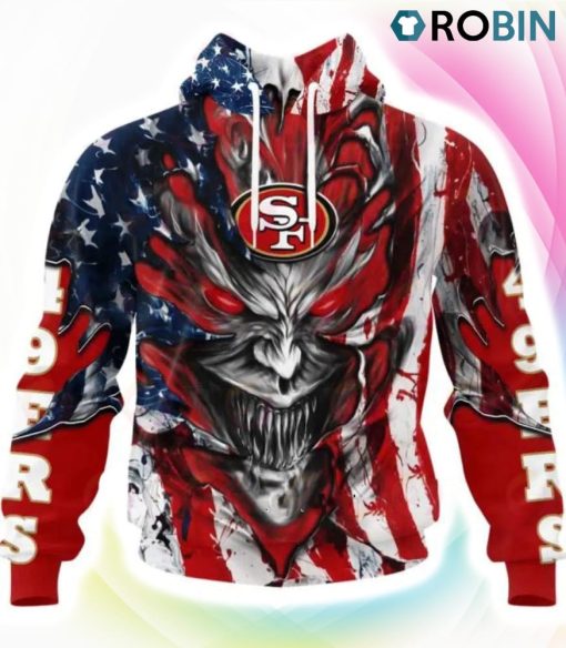 San Francisco 49ers Demon Face Design 3D Hoodie, 49ers Unique Gifts
