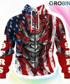 San Francisco 49ers Demon Face Design 3D Hoodie, 49ers Unique Gifts San Francisco 49ers Demon Face Design 3D Hoodie, 49ers Unique Gifts