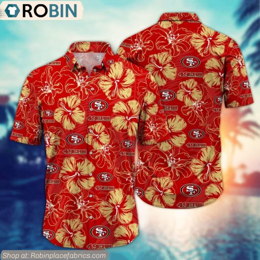 San Francisco 49ers Hibiscus Tropical Pattern NFL Hawaiian Shirt