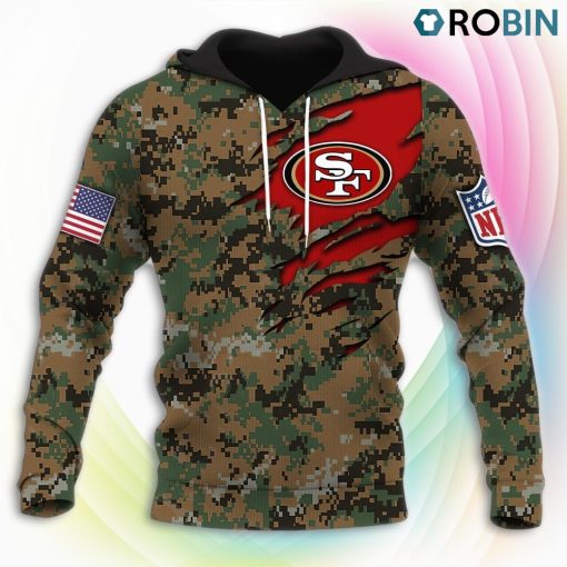 San Francisco 49ers NFL Honor US Marine Veterans 3D Hoodie, San Francisco 49ers Gifts for Fans