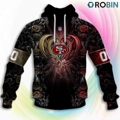 San Francisco 49ers NFL Rose Dragon 3D Hoodie, San Francisco 49ers Apparel