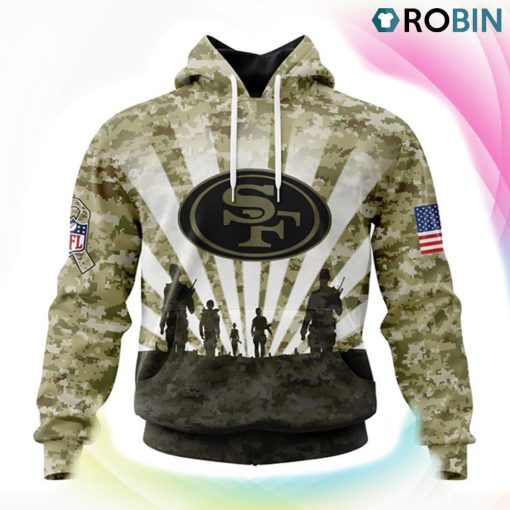 San Francisco 49ers NFL Salute To Service 3D Hoodie, 49ers Clothing