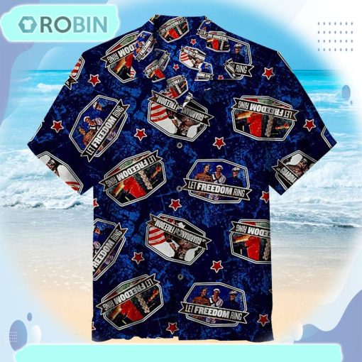 Saturday Evening Post Patriotic Toss Blue Unisex Hawaiian Shirt