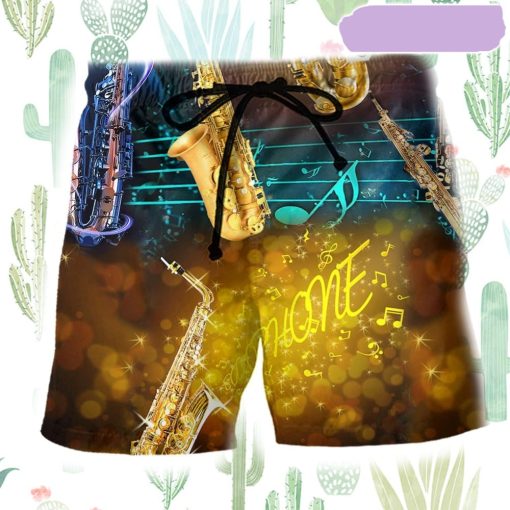 Saxophone Music All Night Beach Short, Gift for Holiday Summer