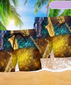 Saxophone Music All Night Beach Short, Gift for Holiday Summer
