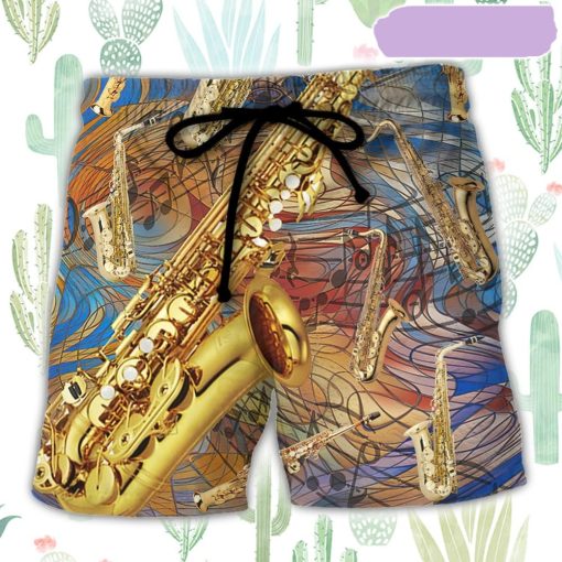Saxophone Music See The Sound Beach Short, Gift for Holiday Summer