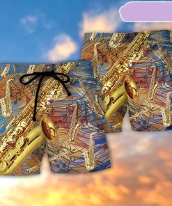 Saxophone Music See The Sound Beach Short, Gift for Holiday Summer Saxophone Music See The Sound Beach Short, Gift for Holiday Summer
