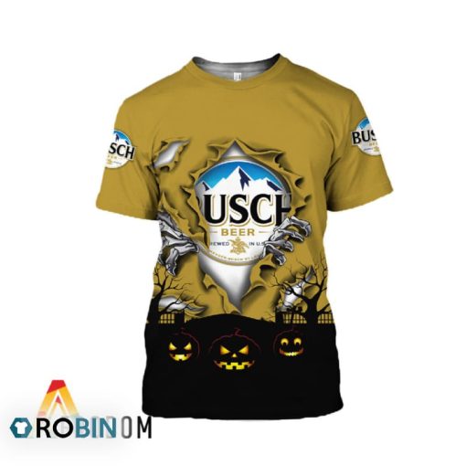 Scary Night Halloween Busch Beer 3D Printed T-Shirt