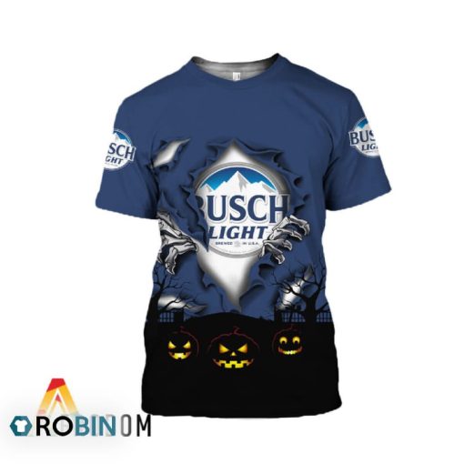 Scary Night Halloween Busch Light 3D All Over Printed T-Shirt