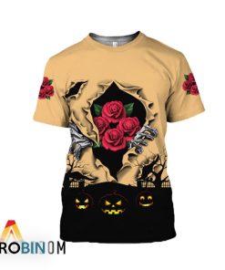 Scary Night Halloween Four Roses Bourbon 3D All Over Printed T-Shirt