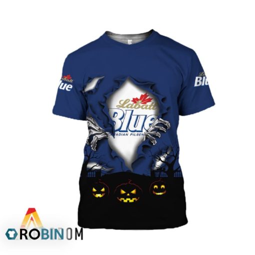 Scary Night Halloween Labatt Blue 3D All Over Printed T-Shirt