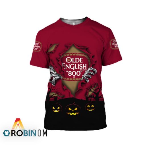 Scary Night Halloween Olde English 800 Beer 3D All Over Printed T-Shirt