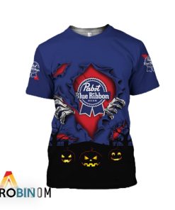 Scary Night Halloween Pabst Blue Ribbon 3D Printed T-Shirt Scary Night Halloween Pabst Blue Ribbon 3D Printed T-Shirt
