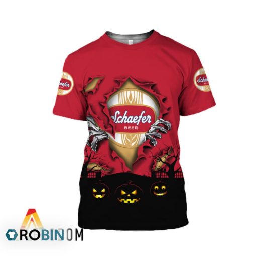 Scary Night Halloween Schaefer Beer 3D All Over Printed T-Shirt