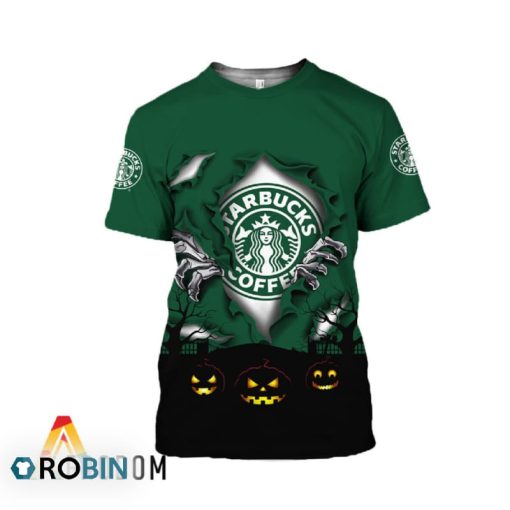 Scary Night Halloween Starbucks 3D All Over Printed T-Shirt