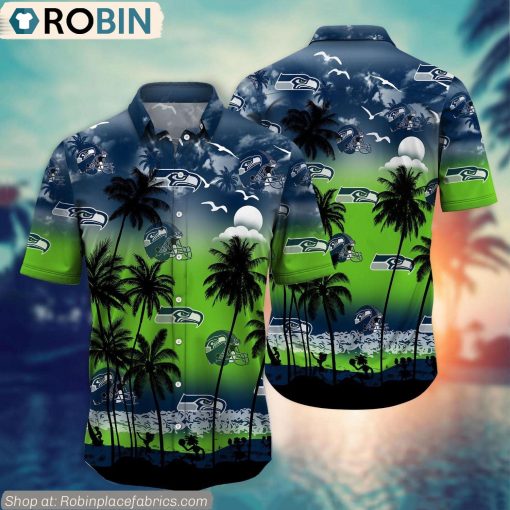 Seattle Seahawks Aloha Palm Tree Hawaiian Shirt