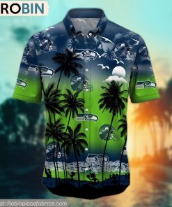 Seattle Seahawks Aloha Palm Tree Hawaiian Shirt
