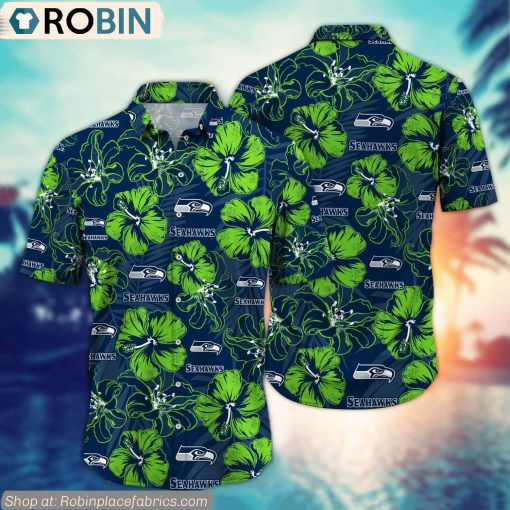Seattle Seahawks Hibiscus Tropical Pattern NFL Hawaiian Shirt