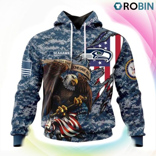 Seattle seahawks NFL Honor US Navy Veterans 3D Hoodie, Seahawks Merch