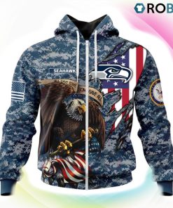 Seattle seahawks NFL Honor US Navy Veterans 3D Hoodie, Seahawks Merch
