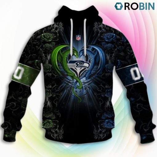 Seattle seahawks NFL Rose Dragon 3D Hoodie, Seattle Seahawks Apparel
